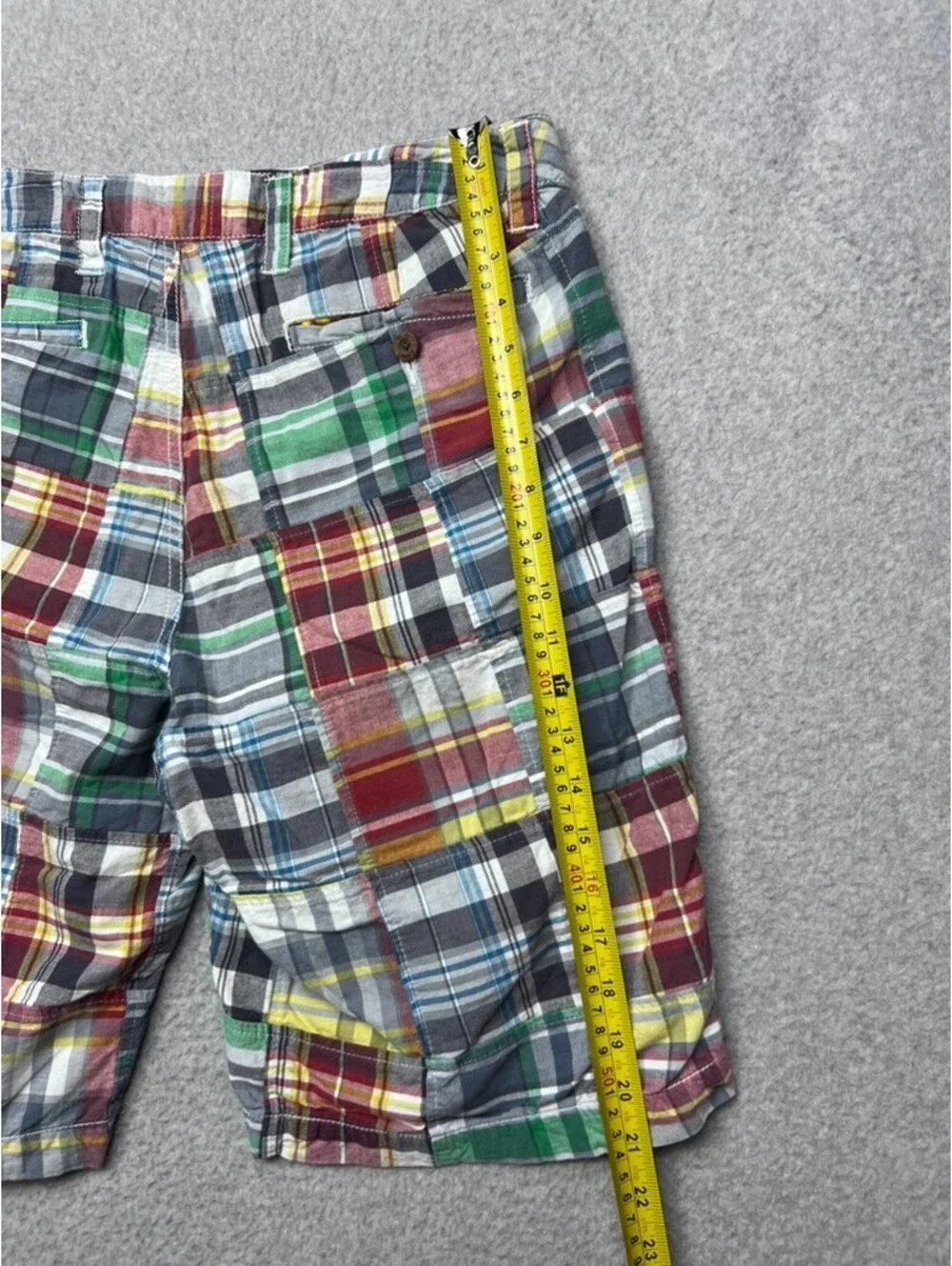 Mens Tailor Vintage Madras Plaid 100% Cotton Shorts Sz 32 Patchwork Preppy Chino